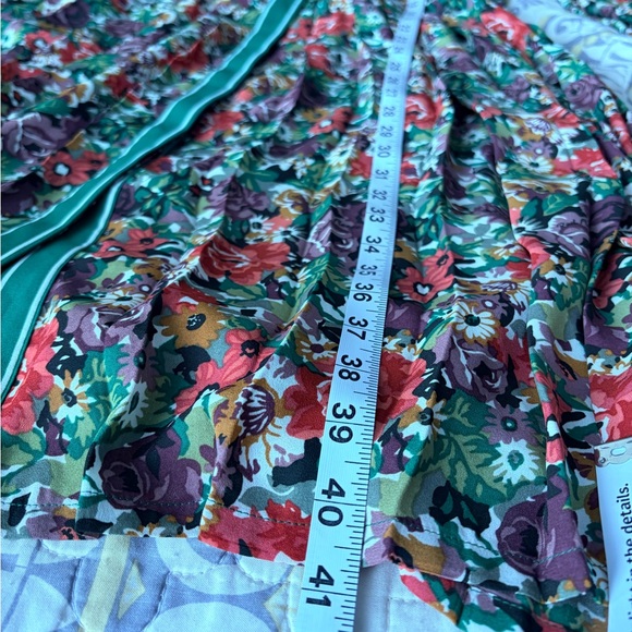 Brooks Brothers Red & Green Floral Print Pleated Long Sleeve Shirt Dress, 12 - Picture 11 of 13